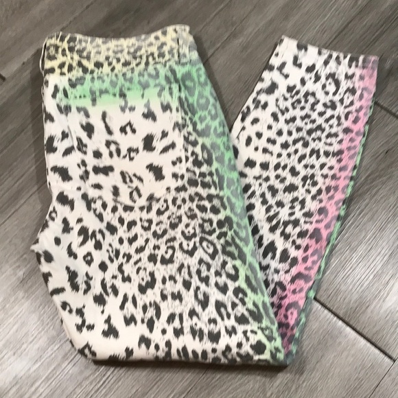 Current Elliot "The Stiletto" Pastel Airbrush Animal Print Ankle Jeans size 31 - Picture 1 of 9